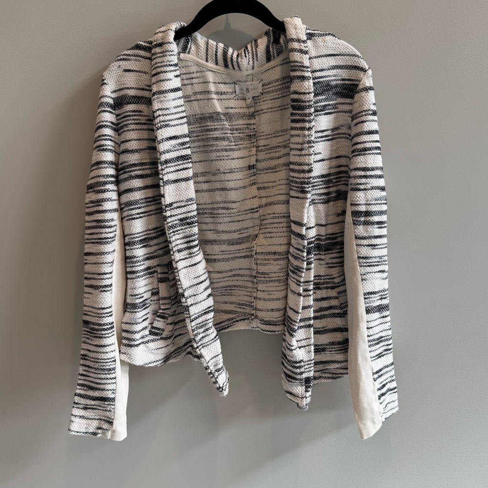 Lou & Grey Monochrome Striped Knit Cardigan Size Medium